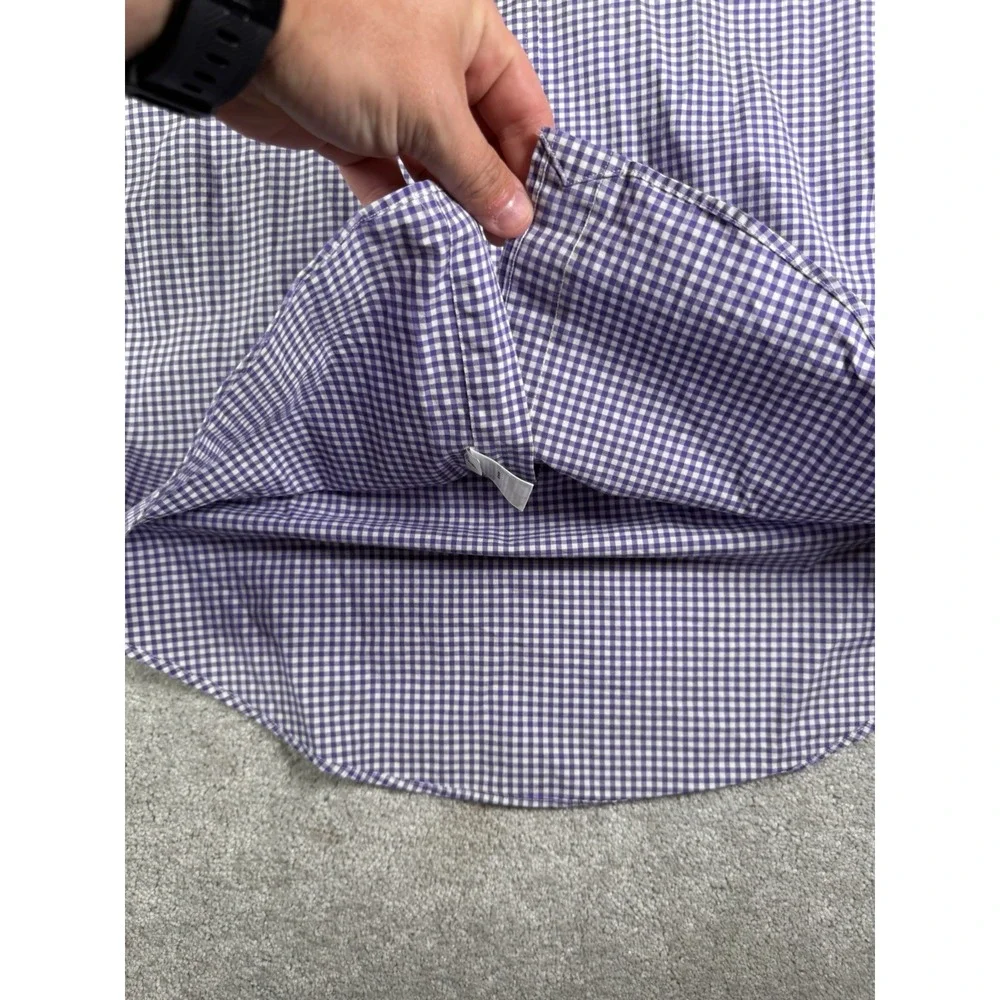 Polo Ralph Lauren Button Shirt Mens S Purple Gingham Check Custom Fit Green Pony